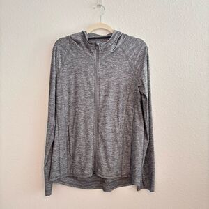 Athleta Gray Zip Up Sweatshirt with Hood Medium
